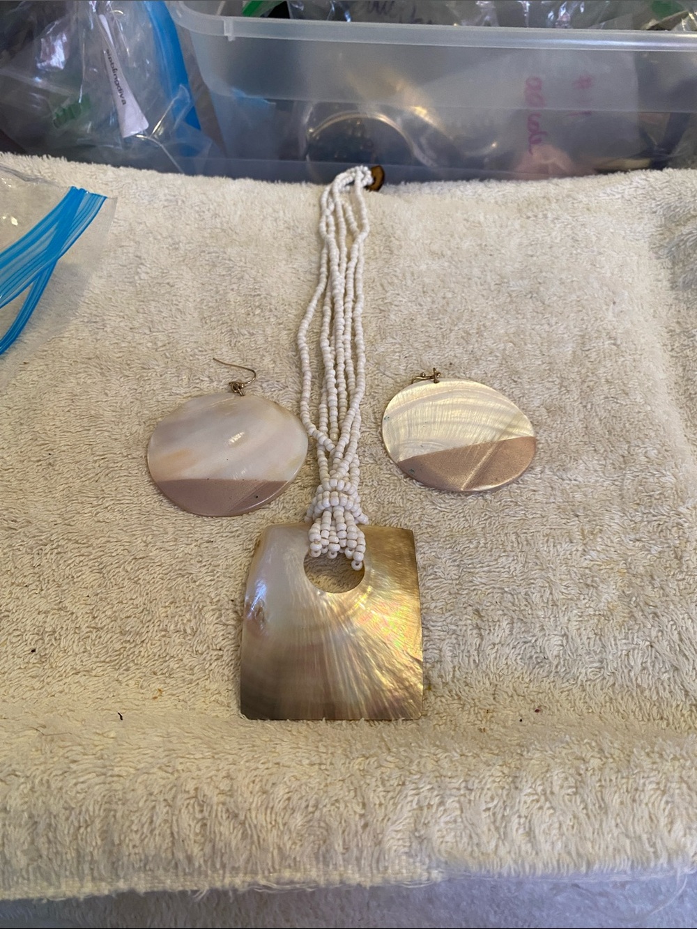 Handmade White Mother-of-Pearl Disc Earrings - Women Jewelry with earrings